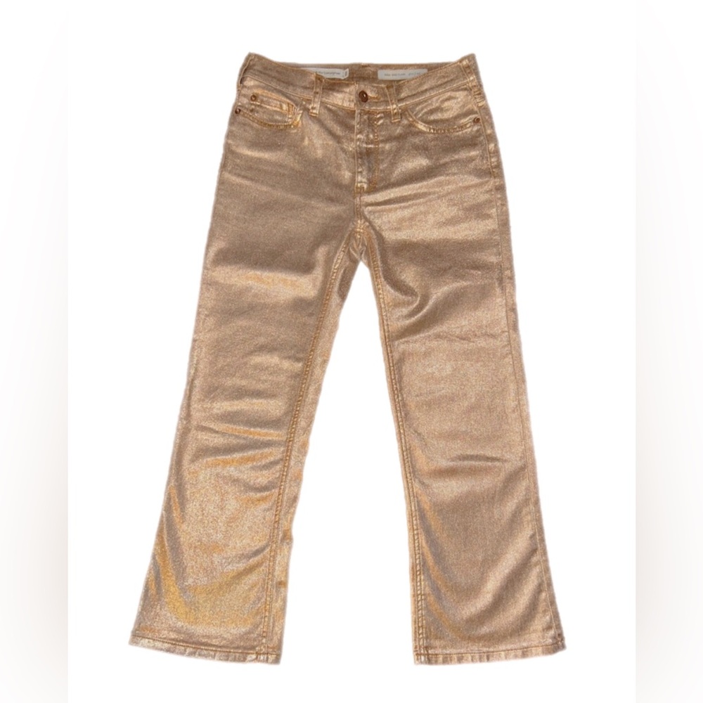 Anthropologie Pilcro & The Letterpress - Mid Rise Flare Rose Gold Capri Pants